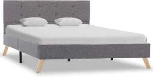 Bedframe Grijs Stof (Incl LW Anti kras Vilt) 120x200 cm - Bed frame met lattenbodem - Tweepersoonsbed Eenpersoonsbed