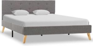 Bedframe Grijs Stof (Incl LW Anti kras Vilt) 140x200 cm - Bed frame met lattenbodem - Tweepersoonsbed Eenpersoonsbed