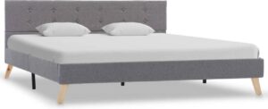 Bedframe Grijs Stof (Incl LW Anti kras Vilt) 160x200 cm - Bed frame met lattenbodem - Tweepersoonsbed Eenpersoonsbed