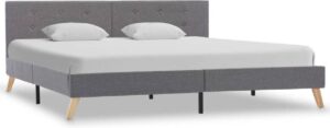 Bedframe Grijs Stof (Incl LW Anti kras Vilt) 180x200 cm - Bed frame met lattenbodem - Tweepersoonsbed Eenpersoonsbed