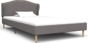 Bedframe Grijs Stof (Incl LW Anti kras Vilt) 90x200 cm - Bed frame met lattenbodem - Tweepersoonsbed Eenpersoonsbed