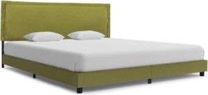 Bedframe Groen Stof (Incl LW Led klok) 180x200 cm - Bed frame met lattenbodem - Tweepersoonsbed
