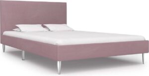 Bedframe Roze Stof (Incl LW Anti kras Vilt) 120x200 cm - Bed frame met lattenbodem - Tweepersoonsbed Eenpersoonsbed