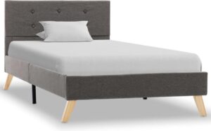Bedframe Taupe Stof 100x200 cm (Incl LW Anti kras Vilt) - Bed frame met lattenbodem - Tweepersoonsbed Eenpersoonsbed