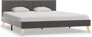 Bedframe Taupe Stof 160x200 cm (Incl LW Anti kras Vilt) - Bed frame met lattenbodem - Tweepersoonsbed Eenpersoonsbed