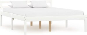 Bedframe Wit 120x200 cm Hout (Incl LW Led klok) - Bed frame met lattenbodem - Tweepersoonsbed Eenpersoonsbed