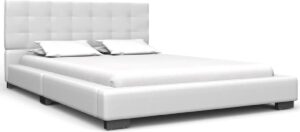 Bedframe Wit 120x200 cm Kunstleer (Incl LW Anti kras Vilt) - Bed frame met lattenbodem - Tweepersoonsbed Eenpersoonsbed