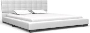 Bedframe Wit 140x200 cm Kunstleer (Incl LW Anti kras Vilt) - Bed frame met lattenbodem - Tweepersoonsbed Eenpersoonsbed