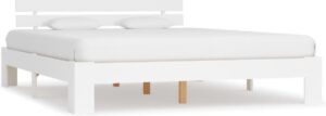 Bedframe Wit 180x200 cm Hout (Incl LW Led klok) - Bed frame met lattenbodem - Tweepersoonsbed Eenpersoonsbed