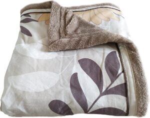 Beige retro plaid of deken met beige band 160 x 140 cm