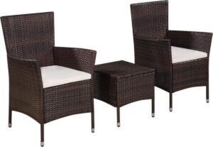 Bistroset Bruin 3 delig (Incl LW Fleece deken) - Tuinset - Tuin set - Bistro set - Tuintafel met stoelen
