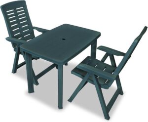 Bistroset Groen 3 delig (Incl LW Fleece deken) - Tuinset - Tuin set - Bistro set - Tuintafel met stoelen