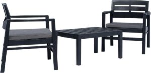 Bistroset Zwart (Incl LW Fleece deken) - Tuinset - Tuin set - Bistro set - Tuintafel met stoelen