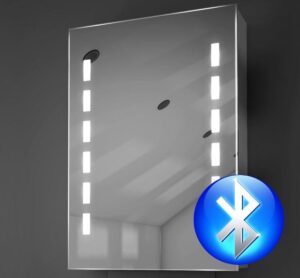 Bluetooth muziek spiegelkast van aluminium met verlichting links en rechts 50 cm