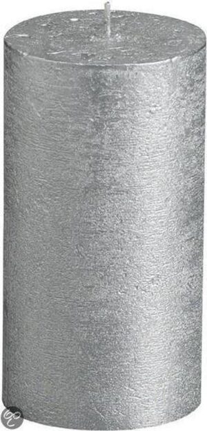 Bolsius Rustiek Metallic Stompkaars - 130/68 mm - 6 stuks - Zilver