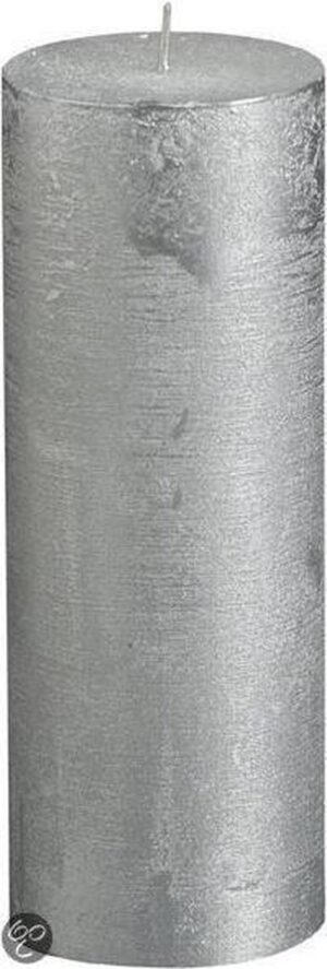 Bolsius Rustiek Metallic Stompkaars - 190/68 mm - 6 stuks - Zilver