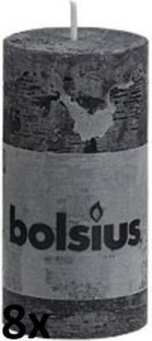 Bolsius Rustiek Stompkaars - 100/50 mm - 8 stuks - Antraciet