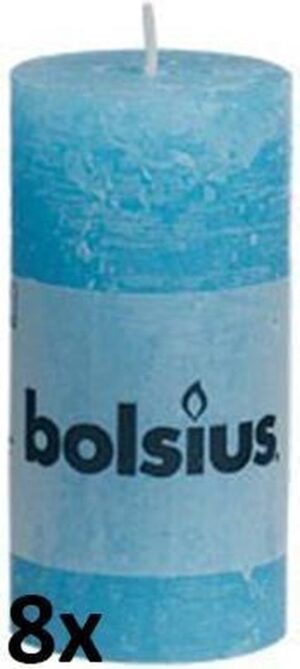 Bolsius Rustiek Stompkaars - 100/50 mm - 8 stuks - Aqua