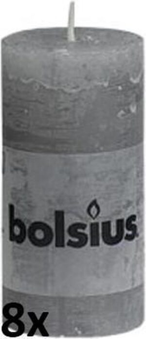 Bolsius Rustiek Stompkaars - 100/50 mm - 8 stuks - Grijs