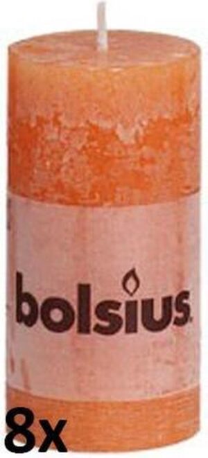 Bolsius Rustiek Stompkaars - 100/50 mm - 8 stuks - Oranje