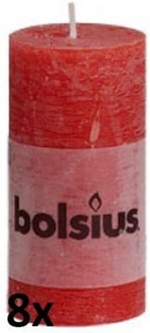 Bolsius Rustiek Stompkaars - 100/50 mm - 8 stuks - Rood