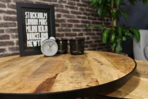 Boxer salontafel industrieel set van 2 - Mangohout en staal - Twee tafels variërend in grootte
