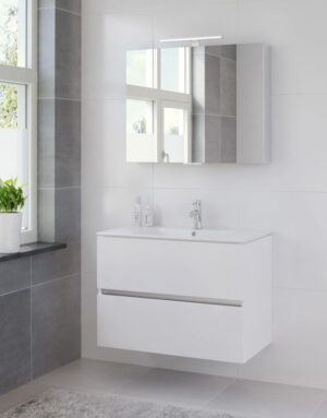 Bruynzeel Miko meubelset keramiek 90 cm, spiegelkast, mat wit