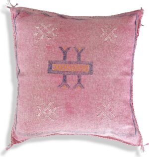 Cactus zijde kussen - Roze - Sabra - Handgemaakt & Uniek Sierkussen - 50 cm x 50 cm - SB002
