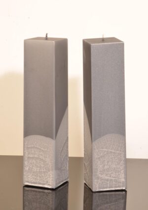 Candles by Milanne Kwadrant Stompkaars - Mat Grijs - 22 cm - 2 Stuks