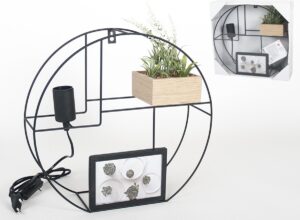 Cirkel Design Wandrek met Fotolijst, lamp en Plant 35x11x33cm - Decoratie - Woonaccessoires - Sfeer - Cabinet - Verlichting
