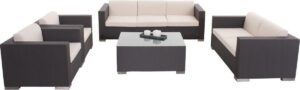 Clp Outdoor loungeset BRAC XL gemaakt van aluminium en waterafstotende stof (7 zetels) met tafel 100 x 75 cm - grijs