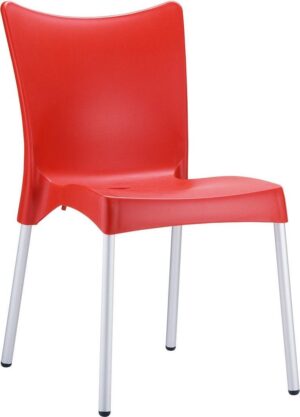 Clp Stapelbare stoel JULIETTE, XXL tuinstoel, bistrostoel, kunststofstoel, balkonstoel, buitenstoel, outdoor stoel, aluminium frame, Max 160kg, zitting van kunststof, - rood,