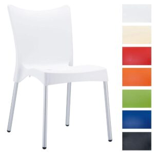 Clp Stapelbare stoel JULIETTE, XXL tuinstoel, bistrostoel, kunststofstoel, balkonstoel, buitenstoel, outdoor stoel, aluminium frame, Max 160kg, zitting van kunststof, - wit,