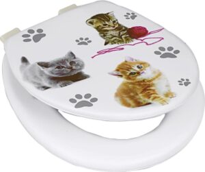 ComfortTrends Toiletbril Zachte Bedrukt met kittenprint - 41,5 x 36 cm