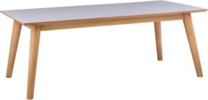 Cooper salontafel 60x120 cm wit HPL eiken decor onderstel.