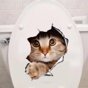 Decoratiesticker - wc- sticker - toiletbril versiering - plakfolie - grappige sticker - Katten sticker - Vrolijk je toilet op met deze sticker - Kat Poes