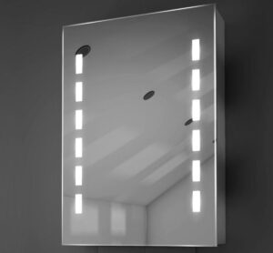 Design spiegelkast van aluminium met verlichting links en rechts 50 cm