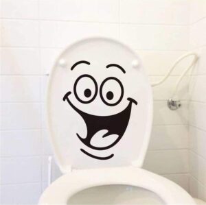 DisQounts - Decoratiesticker - wc-bril sticker - toiletbril versiering - plakfolie - grappige sticker - lachebek sticker - Vrolijk je toilet op met deze sticker - Smiley