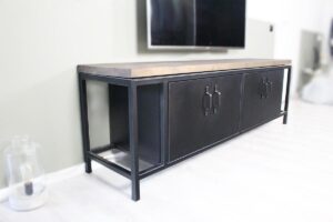 Dressoir kast / TV meubel Seatle robuust en industrieel van hout en metaal 200x40x65 cm