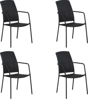 Duol 4 x tuinstoel, stapelstoel zwart.