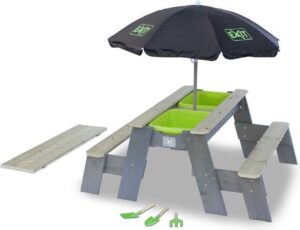 EXIT Aksent Zand-Water- en Picknicktafel + Parasol + Garden Tools
