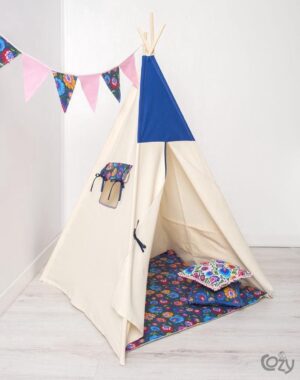 FUJL - Tipi Tent - Speeltent - Wigwam - kinder tipi - Set Blue Folk - Inclusief asseccoires