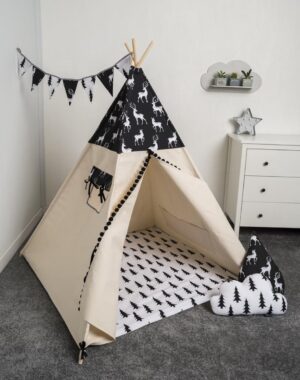 FUJL - Tipi Tent - Speeltent - Wigwam - kinder tipi - Set My Deer Black - Inclusief accessoires