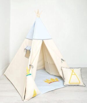 FUJL - Tipi Tent - Speeltent - Wigwam - kinder tipi - Set Sky - Inclusief accessoires