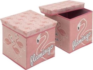 Flamingo dieren roze poef/zitje en opbergbox in 1 - Kinderkamer meubels