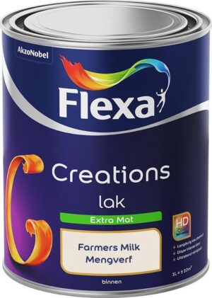 Flexa Creations - Lak Extra Mat - Mengkleur - Farmers Milk - 1 Liter