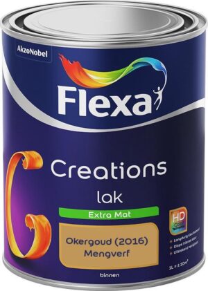 Flexa Creations - Lak Extra Mat - Mengkleur - Okergoud - Kleur van het Jaar 2016 - 1 Liter