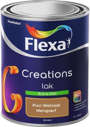 Flexa Creations - Lak Extra Mat - Mengkleur - Puur Walnoot - 1 liter