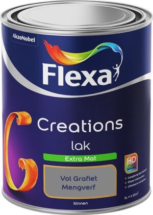 Flexa Creations - Lak Extra Mat - Mengkleur - Vol Grafiet - 1 liter