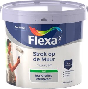 Flexa - Strak op de muur - Muurverf - Mengcollectie - Iets Grafiet - 5 Liter